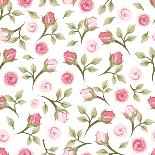 Seamless Pattern with Lisianthus Flowers. Vector Illustration.-Naddiya-Art Print