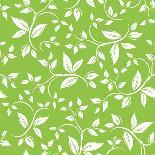 Seamless White Floral Pattern on Green-Naddiya-Art Print