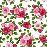 Vector Seamless Pattern with White and Pink Flowers.-Naddiya-Art Print