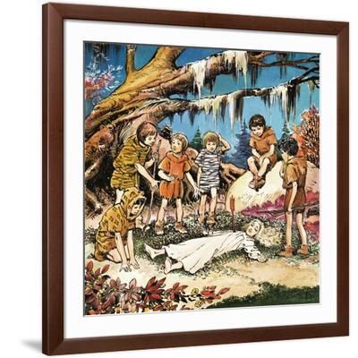 The Lost Boys' Concern for Injured Wendy, Illustration from 'Peter