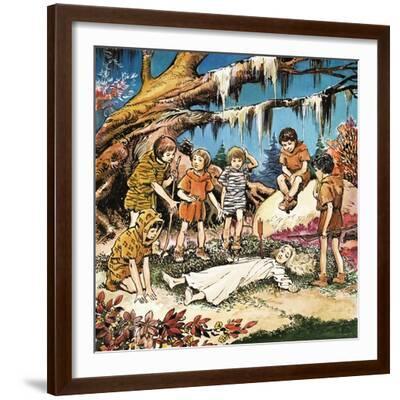 The Lost Boys' Concern for Injured Wendy, Illustration from 'Peter