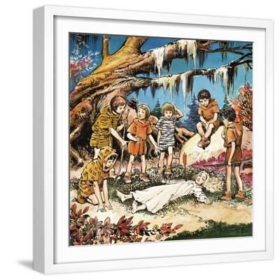 The Lost Boys' Concern for Injured Wendy, Illustration from 'Peter