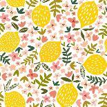 Vector Flower and Lemon Seamless Pattern-Nadydy-Photographic Print