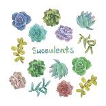 Watercolor Succulent Set-Nadydy-Mounted Art Print