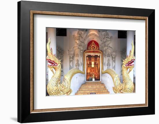 Naga Dragons on the Main Bot of the Temple of Wat Chedi Luang, Chiang Mai, Thailand-Alex Robinson-Framed Photographic Print