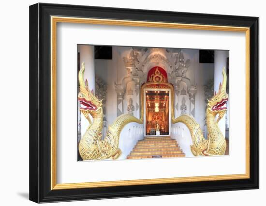 Naga Dragons on the Main Bot of the Temple of Wat Chedi Luang, Chiang Mai, Thailand-Alex Robinson-Framed Photographic Print