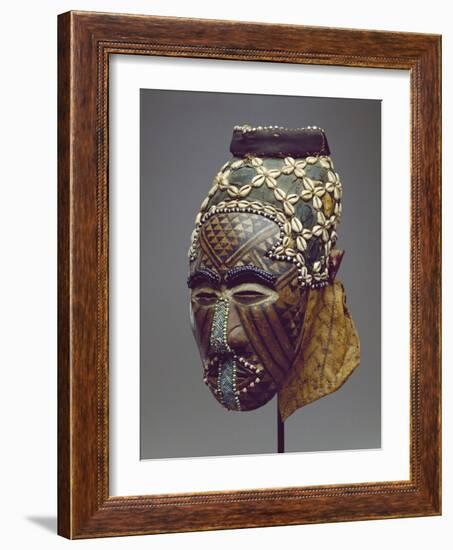 Nagaady-A-Mwaash Mask, Zaire, Kuba Kingdom (Wood, Cowrie Shells and Glass Beads)-African-Framed Giclee Print