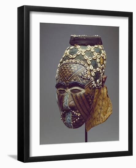 Nagaady-A-Mwaash Mask, Zaire, Kuba Kingdom (Wood, Cowrie Shells and Glass Beads)-African-Framed Giclee Print