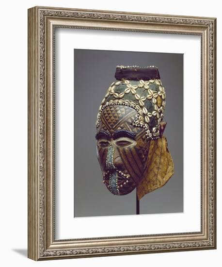 Nagaady-A-Mwaash Mask, Zaire, Kuba Kingdom (Wood, Cowrie Shells and Glass Beads)-African-Framed Premium Giclee Print