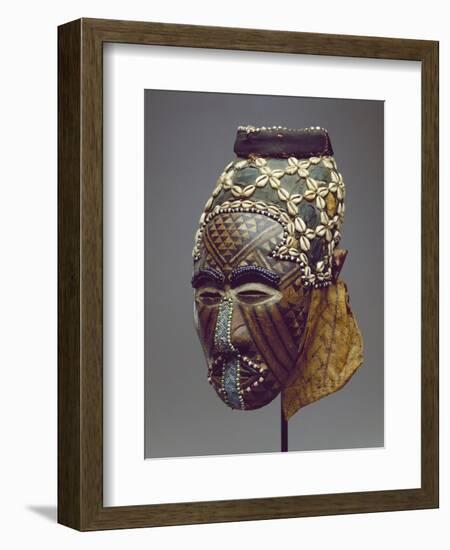 Nagaady-A-Mwaash Mask, Zaire, Kuba Kingdom (Wood, Cowrie Shells and Glass Beads)-African-Framed Premium Giclee Print