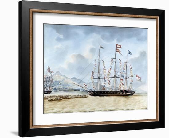 Nagasaki: The Merchant Ship, Amboina, Captain J.Lourens, 1842-Jacob Spin-Framed Giclee Print