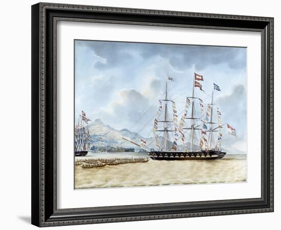 Nagasaki: The Merchant Ship, Amboina, Captain J.Lourens, 1842-Jacob Spin-Framed Giclee Print