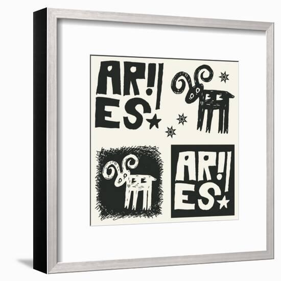 Naive Abstract Horoscope, Hand Drawn Sign Of The Zodiac Aries-Andriy Zholudyev-Framed Art Print