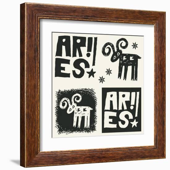 Naive Abstract Horoscope, Hand Drawn Sign Of The Zodiac Aries-Andriy Zholudyev-Framed Art Print