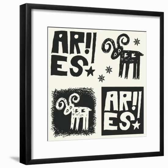 Naive Abstract Horoscope, Hand Drawn Sign Of The Zodiac Aries-Andriy Zholudyev-Framed Premium Giclee Print