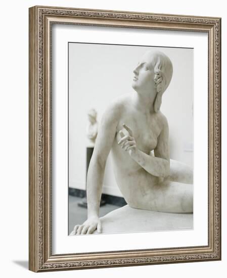 Naked Figure of Eve Listening to the Voice in White Marble, c.1842-Edward Hodges Baily-Framed Photographic Print