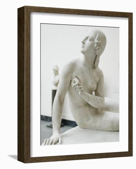 Naked Figure of Eve Listening to the Voice in White Marble, c.1842-Edward Hodges Baily-Framed Photographic Print