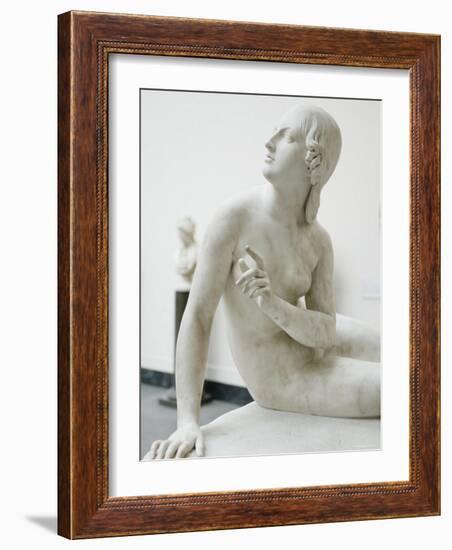 Naked Figure of Eve Listening to the Voice in White Marble, c.1842-Edward Hodges Baily-Framed Photographic Print