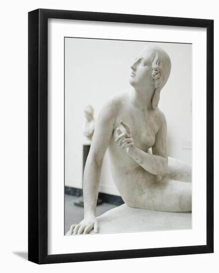 Naked Figure of Eve Listening to the Voice in White Marble, c.1842-Edward Hodges Baily-Framed Photographic Print