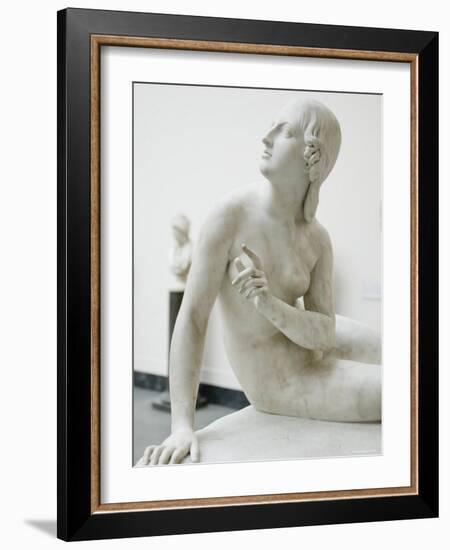 Naked Figure of Eve Listening to the Voice in White Marble, c.1842-Edward Hodges Baily-Framed Photographic Print