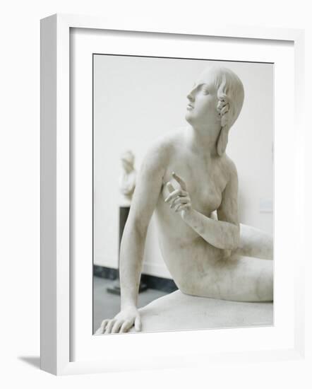 Naked Figure of Eve Listening to the Voice in White Marble, c.1842-Edward Hodges Baily-Framed Photographic Print