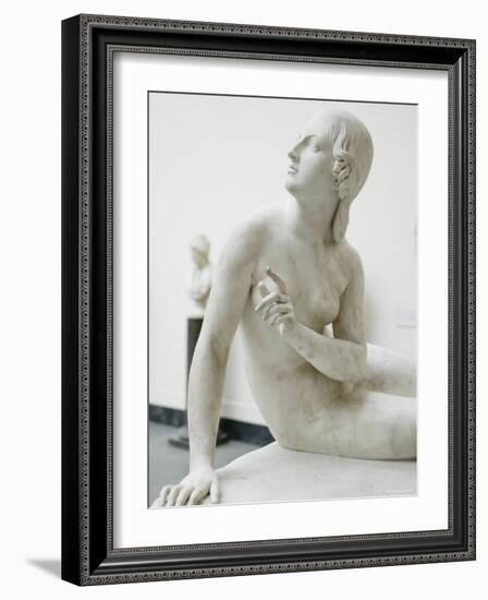 Naked Figure of Eve Listening to the Voice in White Marble, c.1842-Edward Hodges Baily-Framed Photographic Print