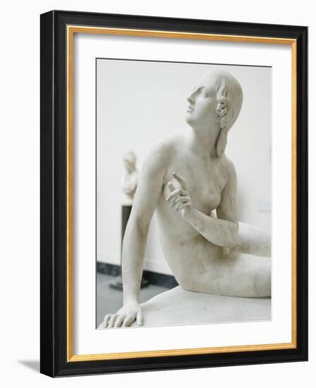 Naked Figure of Eve Listening to the Voice in White Marble, c.1842-Edward Hodges Baily-Framed Photographic Print