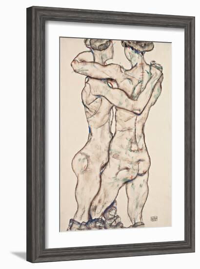 Naked Girls Embracing, 1914-Egon Schiele-Framed Giclee Print