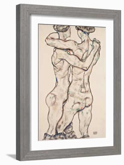 Naked Girls Embracing, 1914-Egon Schiele-Framed Giclee Print