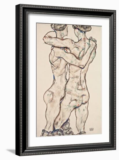 Naked Girls Embracing, 1914-Egon Schiele-Framed Giclee Print