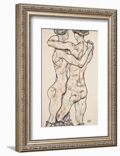 Naked Girls Embracing-Egon Schiele-Framed Art Print