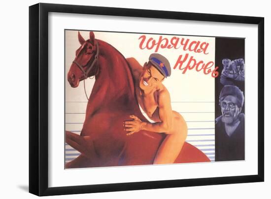 Naked Man on Horse-null-Framed Art Print