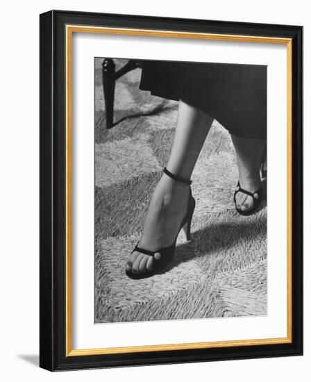 Naked Sandal by Julianelli Has Sparse Velvet Straps That Give It a Barefoot Look-Nina Leen-Framed Photographic Print