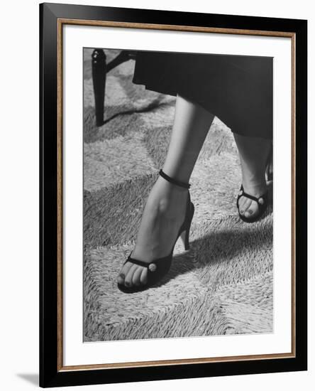 Naked Sandal by Julianelli Has Sparse Velvet Straps That Give It a Barefoot Look-Nina Leen-Framed Photographic Print