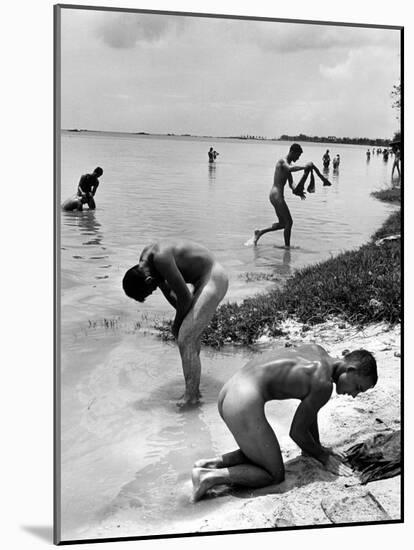 Naked Us Soldiers Bathing in the Pacific Ocean During a Lull in the Fighting on Saipan-Peter Stackpole-Mounted Photographic Print