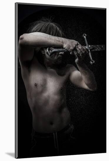 Naked Warrior Carrying Steel Sword-outsiderzone-Mounted Photographic Print