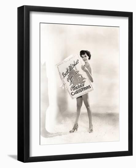 Naked Woman Covered by a Giant Christmas Card-null-Framed Photo