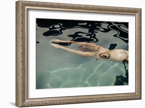 Naked woman diving in swimming pool-Panoramic Images-Framed Photographic Print