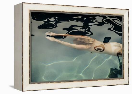 Naked woman diving in swimming pool-Panoramic Images-Framed Premier Image Canvas