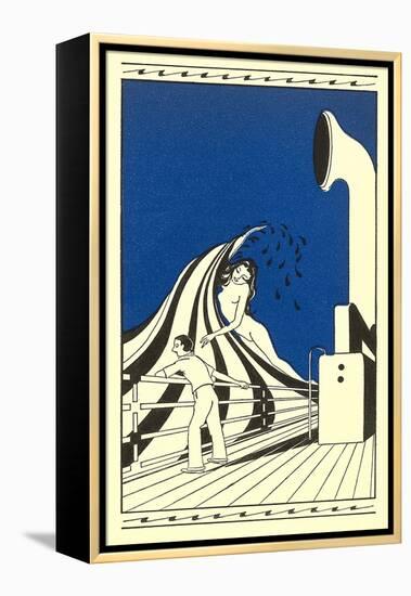 Naked Woman on Wave, Ocean Liner-null-Framed Stretched Canvas