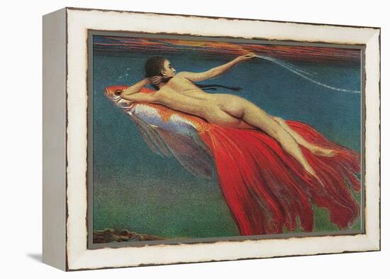 Naked Woman Riding Large Gold Fish-null-Framed Stretched Canvas