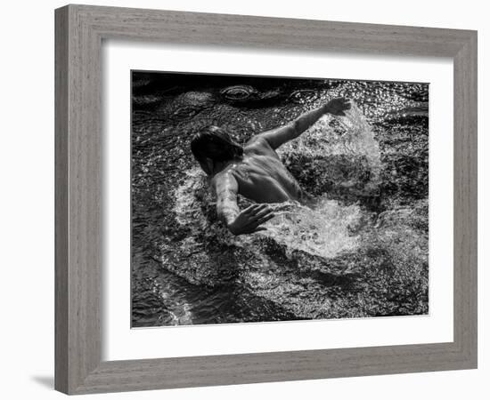 Naked woman swimming in swimming pool-Panoramic Images-Framed Photographic Print