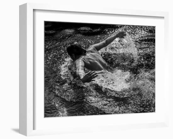 Naked woman swimming in swimming pool-Panoramic Images-Framed Photographic Print