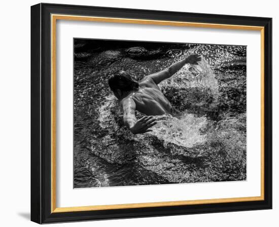 Naked woman swimming in swimming pool-Panoramic Images-Framed Photographic Print