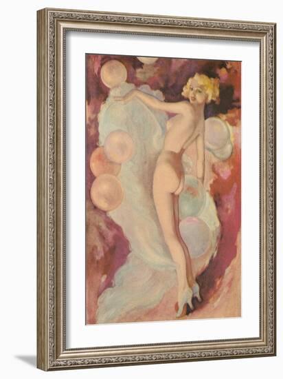 Naked Woman with Clouds and Balloons-null-Framed Art Print