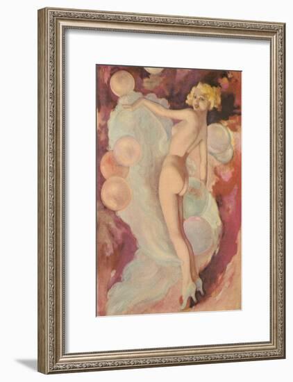 Naked Woman with Clouds and Balloons-null-Framed Art Print