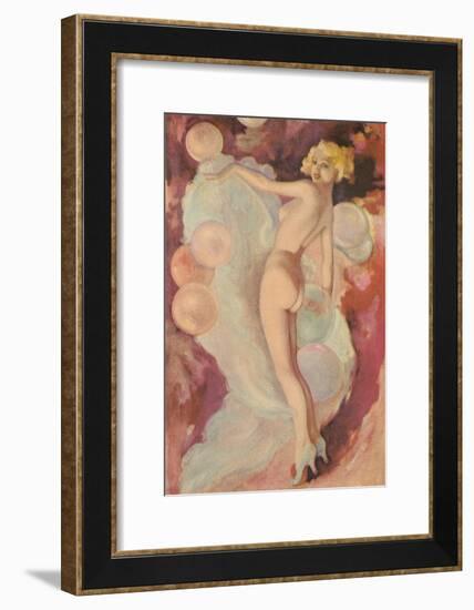 Naked Woman with Clouds and Balloons-null-Framed Art Print