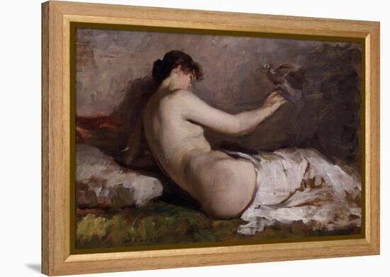 Naked Woman with Little Bird (Nudo Con Uccellino)-Demetrio Cosola-Framed Premier Image Canvas