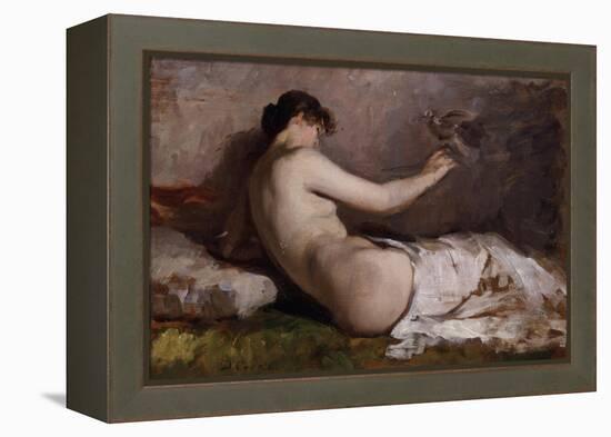 Naked Woman with Little Bird (Nudo Con Uccellino)-Demetrio Cosola-Framed Premier Image Canvas