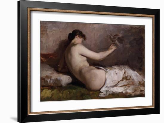 Naked Woman with Little Bird (Nudo Con Uccellino)-Demetrio Cosola-Framed Giclee Print